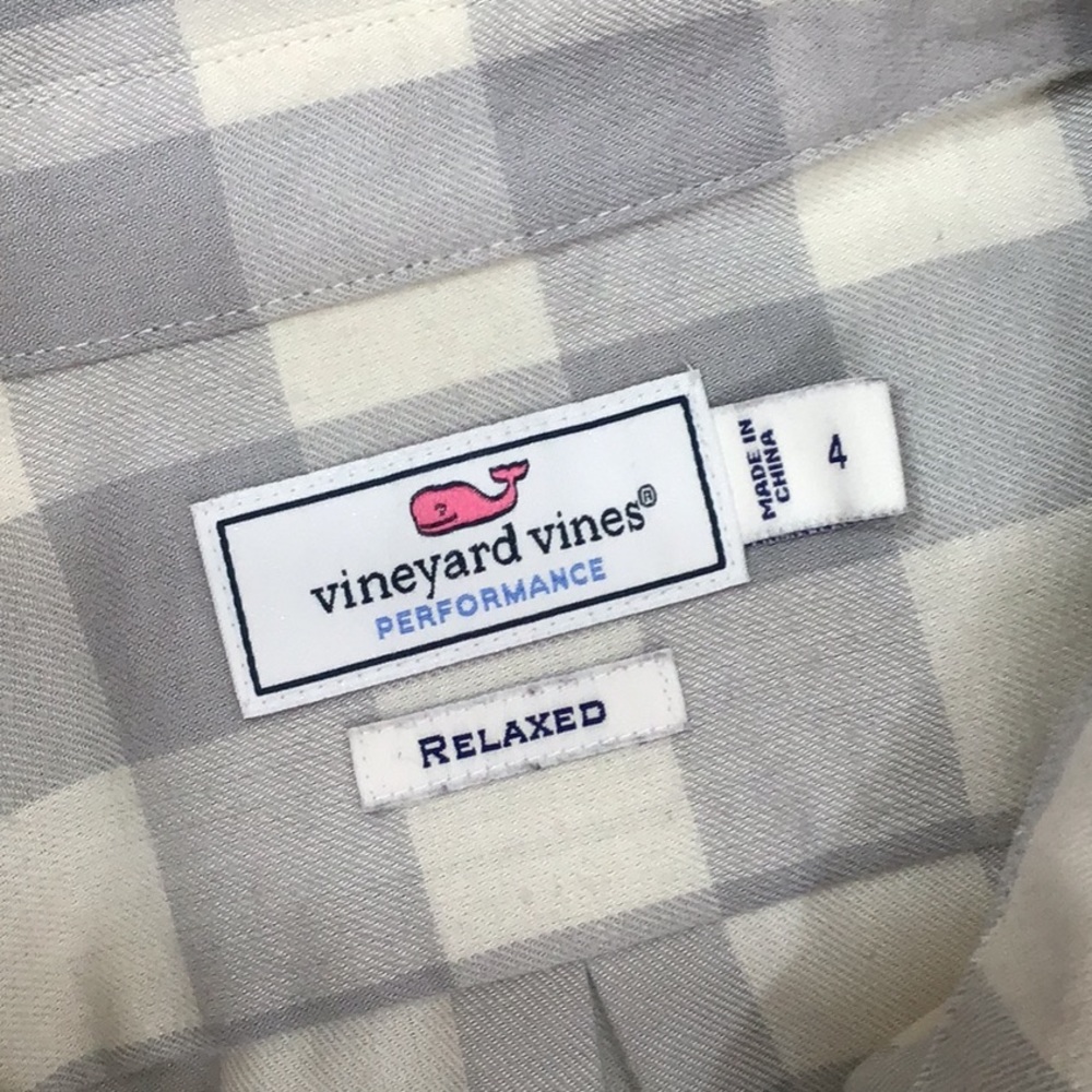 Vineyard Vines Gray Block Checkered Button Front … - image 7